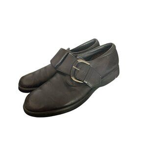 ECCO Black Leather Buckle Slip On Flat Shoe Women’s Size 9.5M EUR 40 Pre Owned